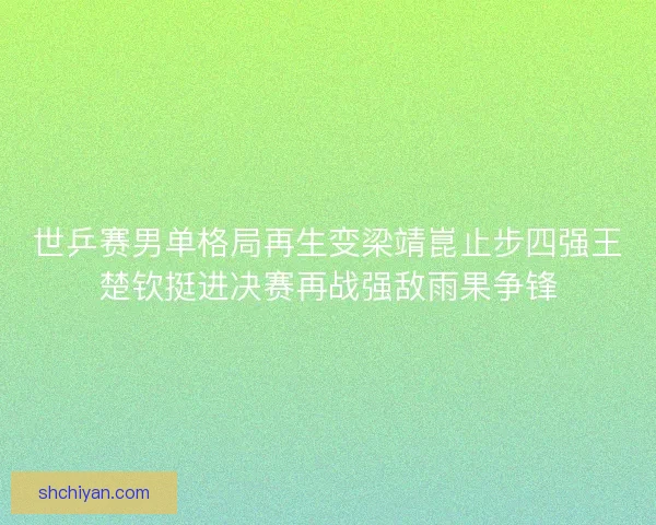 世乒赛男单格局再生变梁靖崑止步四强王楚钦挺进决赛再战强敌雨果争锋